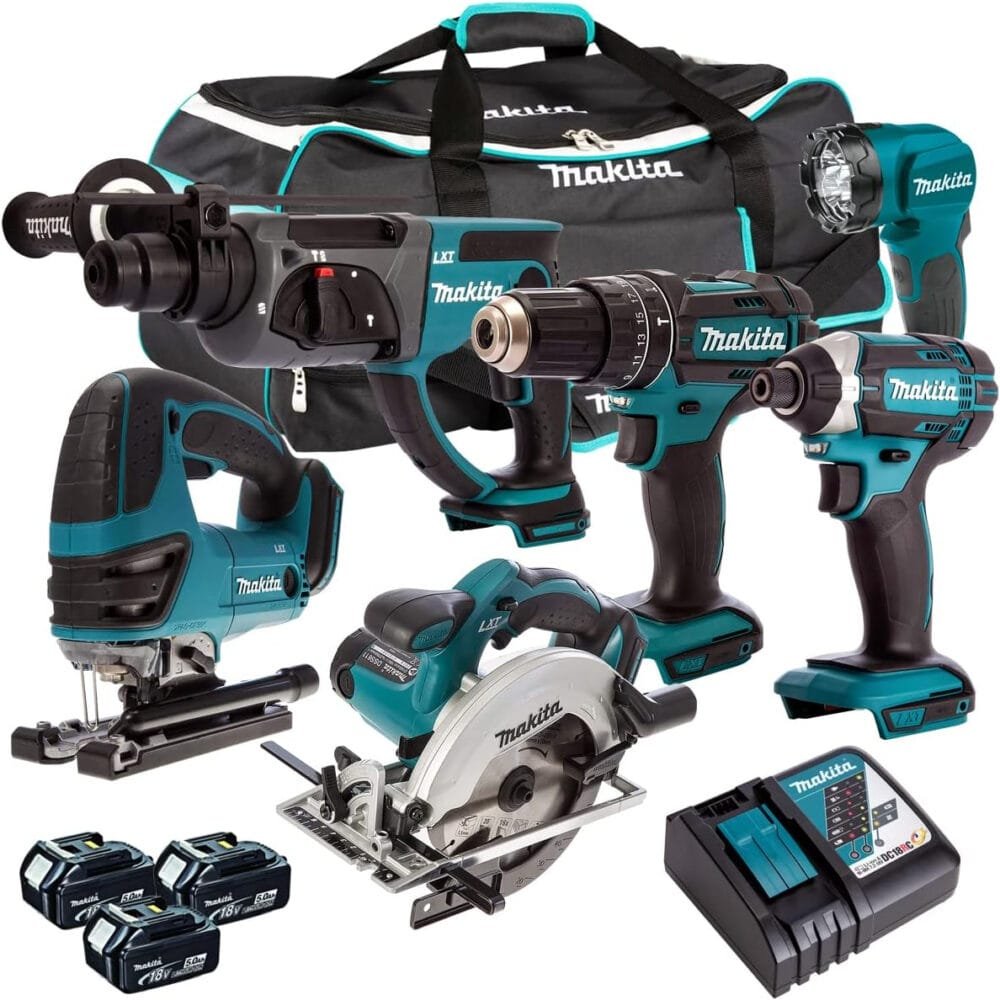 Makita 18V Li-ion 6 Piece Cordless Power Tool Kit with 3 x 5.0Ah Batteries