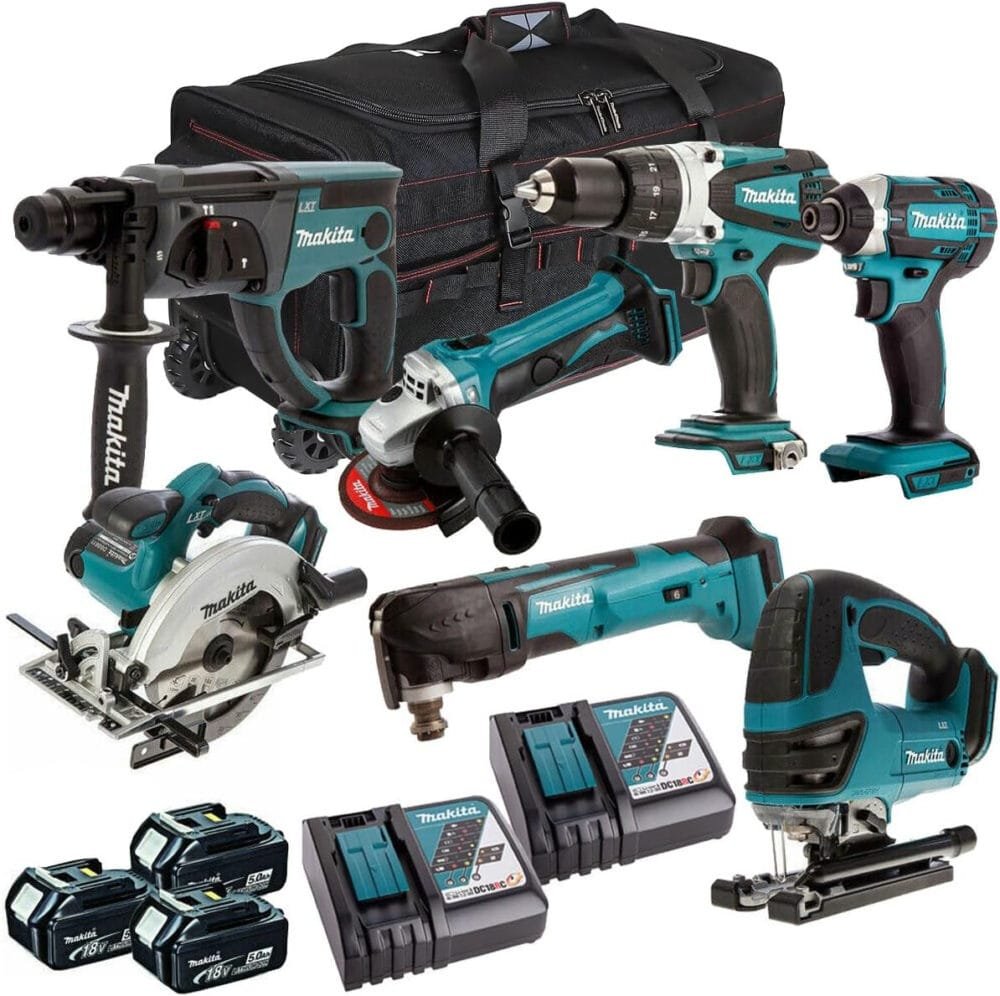 Makita 18V Li-ion MAK7PC 7 Piece Cordless Power Tool Kit 4 x 5.0Ah Batteries