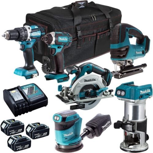 Makita 18V Li-ion 6 Piece Cordless Power Tool Kit with 3 x 5.0Ah Batteries