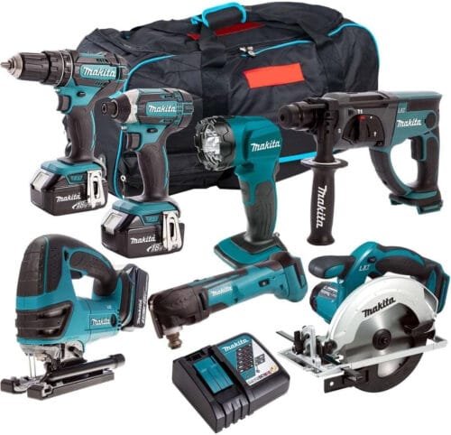 Makita 18V Cordless 7 Piece Power Tool Kit with 3 x 5.0Ah Batteries