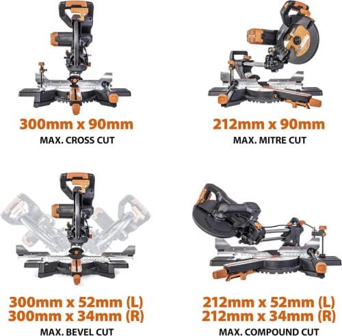 Evolution Power Tools R255SMS-DB+ Double Bevel Sliding Mitre Saw