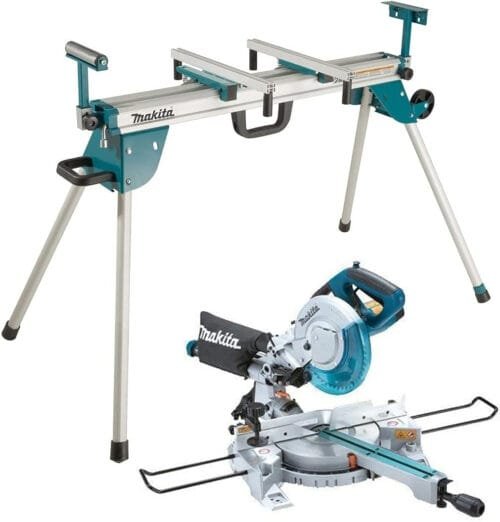 Makita LS0815FL 110v Sliding Compound Laser Mitre Saw 216mm + DEBWST06 Leg Stand