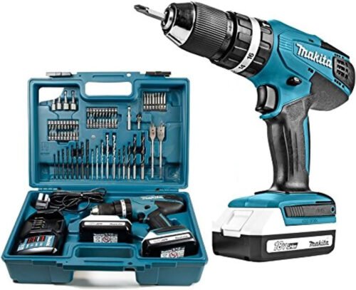 Makita 18 V Cordless Combi Drill, 2 x Batteries, Charger and Accessory Kit, 70 pc.