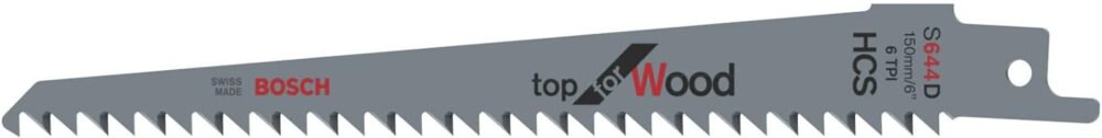 Bosch Professional 2x Reciprocating Saw Blade S 644 D Top for Wood (for Construction Timber, Chipboard, MDF, 150 x 19 x 1,25 mm, Accessories for Reciprocating Saws)
