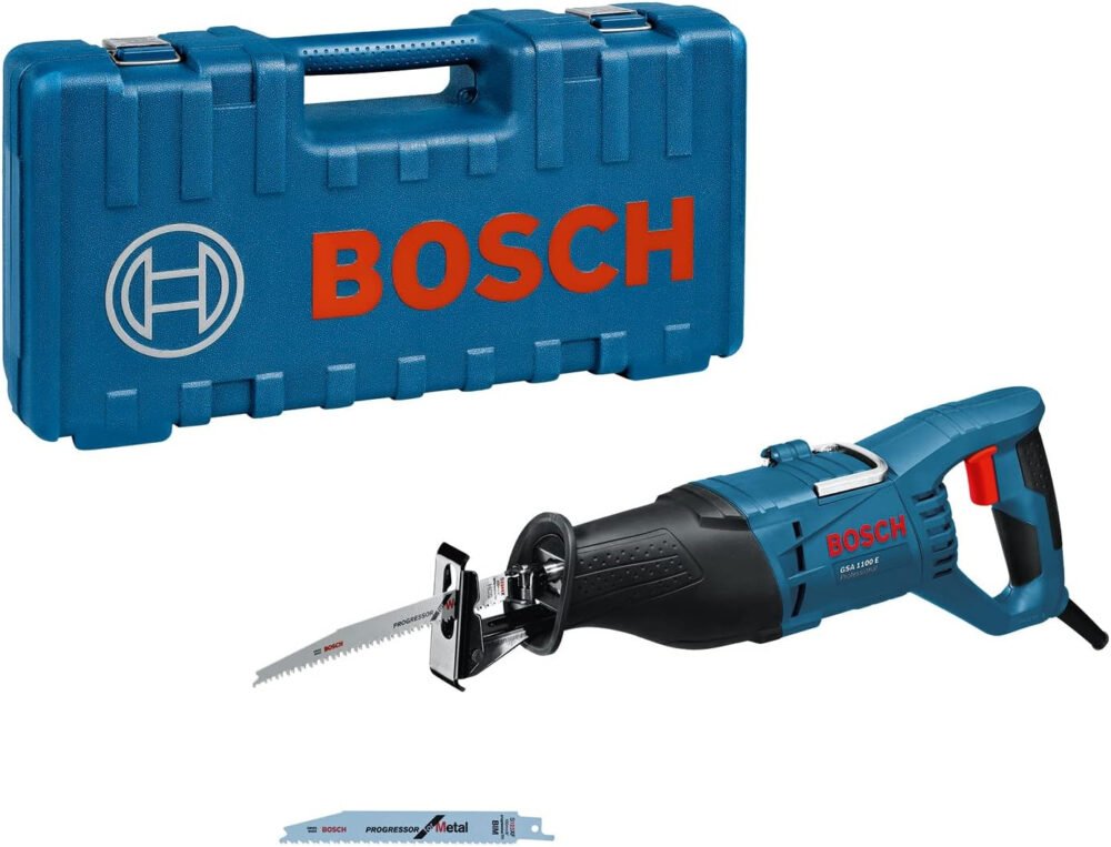 Bosch Professional GSA 1100 E reciprocating saw (1100 W, incl. 1 x S 2345 X reciprocating saw blade for wood, 1 x S 123 XF reciprocating saw blade for metal, in a case)