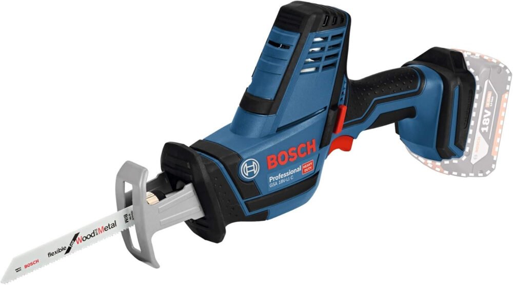 Bosch Professional 18V System GSA 18 V-LI C cordless reciprocating saw (compact version, 3 x reciprocating saw blades, excluding rechargable batteries and charger, in L-BOXX)