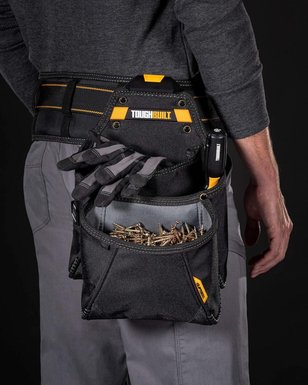 ToughBuilt - Multi-Pocket Organizer Tool Pouch - Heavy Duty, Deluxe Premium Quality, Durable - Patented ClipTech Hub & Work Belts