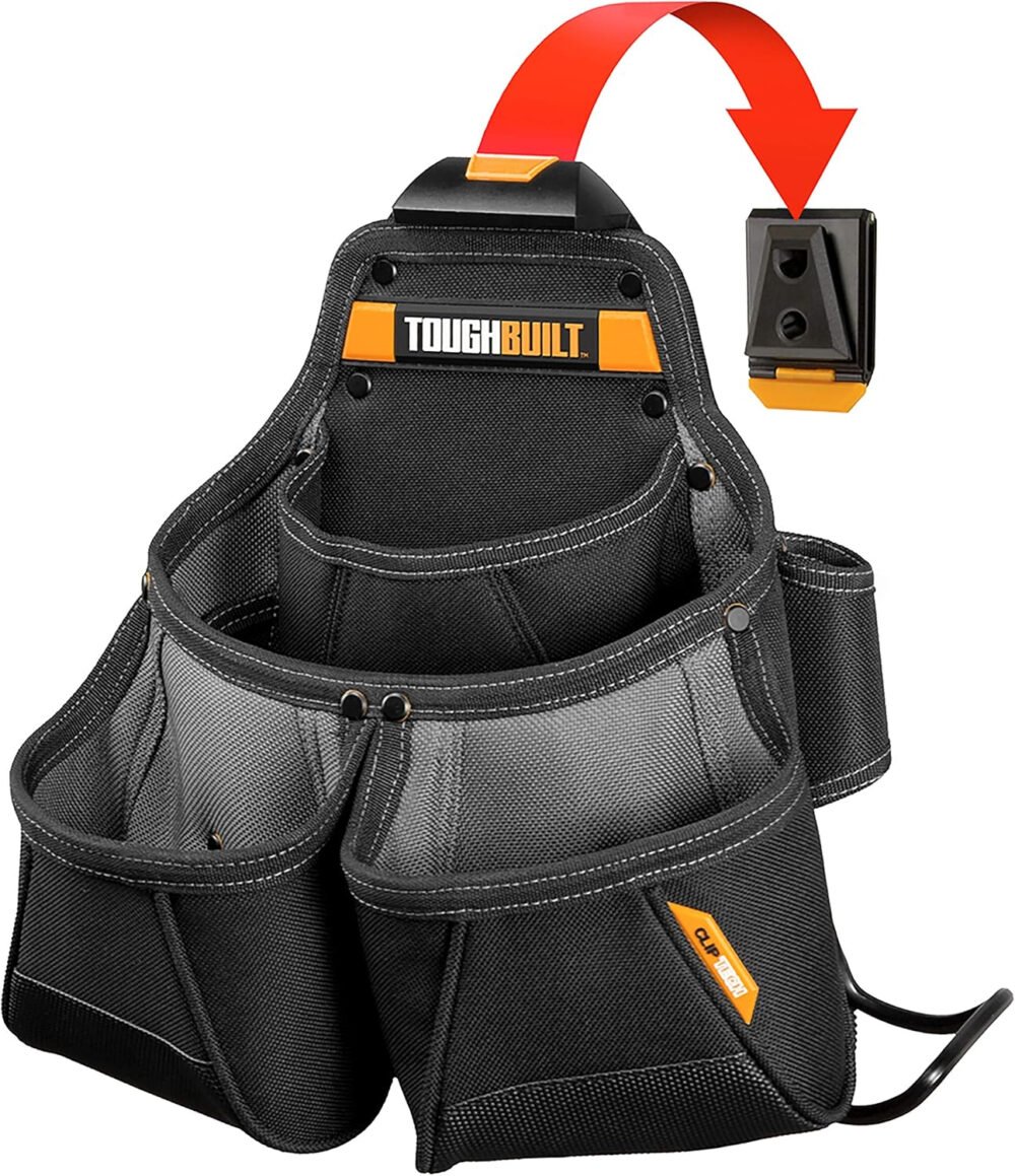 ToughBuilt - Multi-Pocket Organizer Tool Pouch - Heavy Duty, Deluxe Premium Quality, Durable - Patented ClipTech Hub & Work Belts