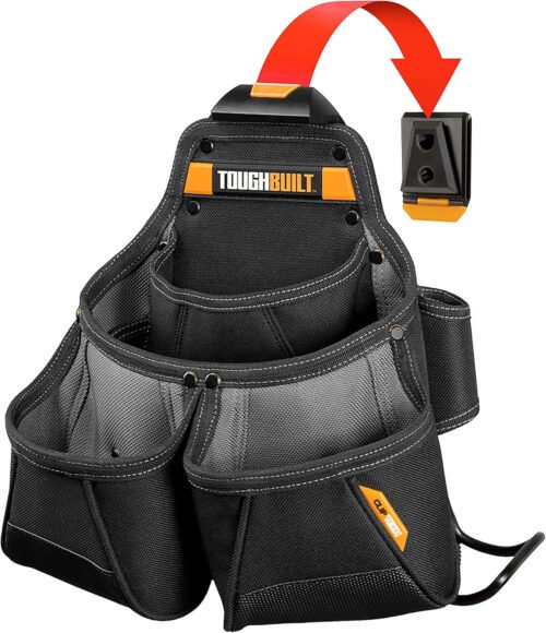 ToughBuilt - Multi-Pocket Organizer Tool Pouch - Heavy Duty, Deluxe Premium Quality, Durable - Patented ClipTech Hub & Work Belts