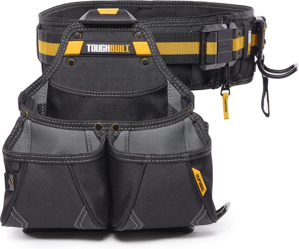 ToughBuilt - 3-piece Handyman Tool Belt Set - Heavy Duty, Durable - 2 Cliptech Pouches and padded Toolbelt
