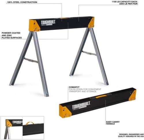 ToughBuilt - Folding Sawhorse/Jobsite Table - Sturdy, Durable, Lightweight, Heavy-Duty