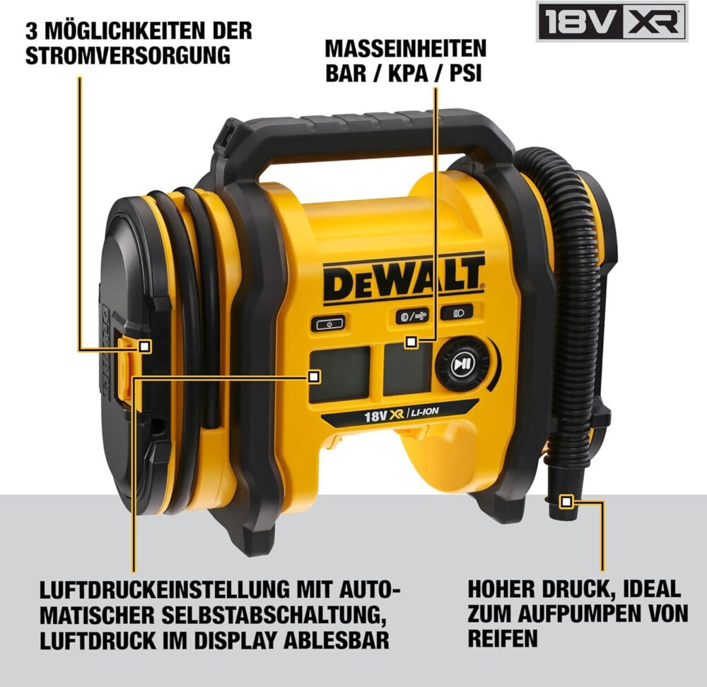 DEWALT DCC018N-XJ Akku-Kompressor DCC 018 N 18 Volt Triple Source Inflator