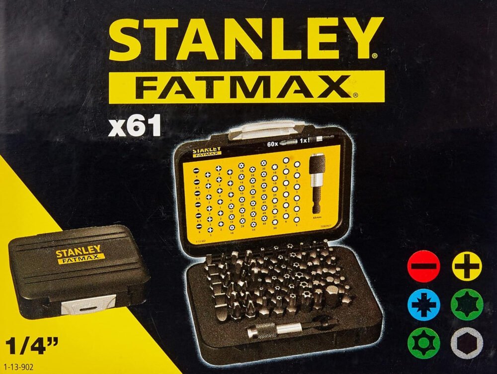Stanley 1-13-902 Bit Set, 1/4 Drive, 61 Pieces