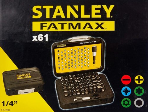Stanley 1-13-902 Bit Set, 1/4 Drive, 61 Pieces
