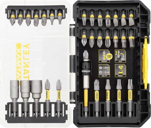 STANLEY FATMAX Torsion Screwdriver Drilling Bit Set Includes a Small ToughCase and Shaker Box Compatible with Pro-Stack and TSTAK (32 Pieces) STA88557