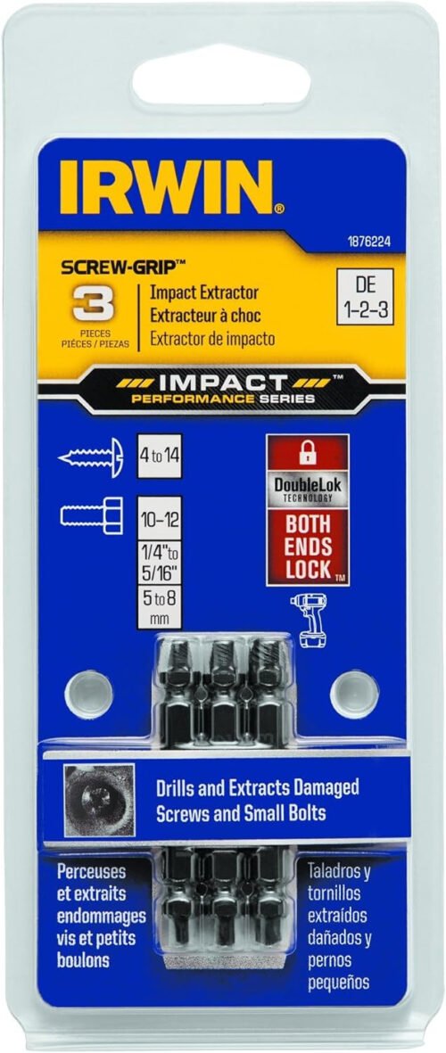 IRWIN Tools Impact Performance Series Screw Grip Double-Ended Screw Extractor Insert Bits